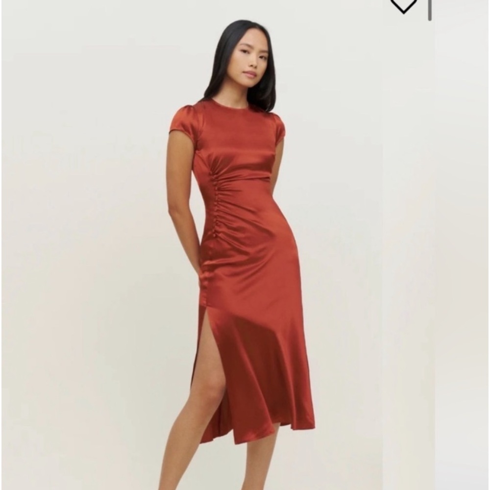 Reformation Tatianna Silk Dress in Oxide